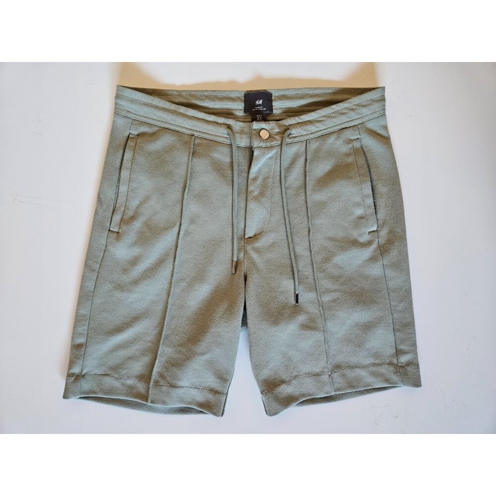 H&M Mens Shorts Size S Green Drawstring 3 Pocket Casual Lounge Pre-Owned
